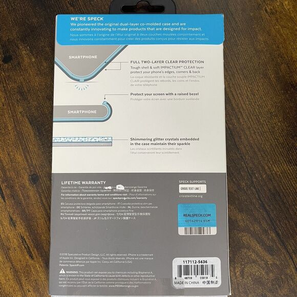 Speck Apple iPhone XS Max Presidio Clear Glitter Case - Clear w/ Gold Glitter - Picture 2 of 2